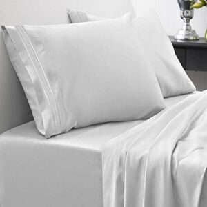 king size sheets - breathable luxury bed sheets with full elastic & secure corner straps built in - 1800 supreme collection extra soft deep pocket bedding set, sheet set, king, silver