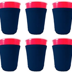 Blank Neoprene Party Cup Coolie (6 Pack, Navy Blue)