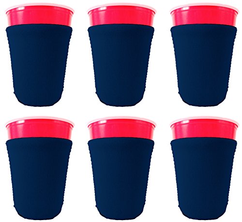 Blank Neoprene Party Cup Coolie (6 Pack, Navy Blue)