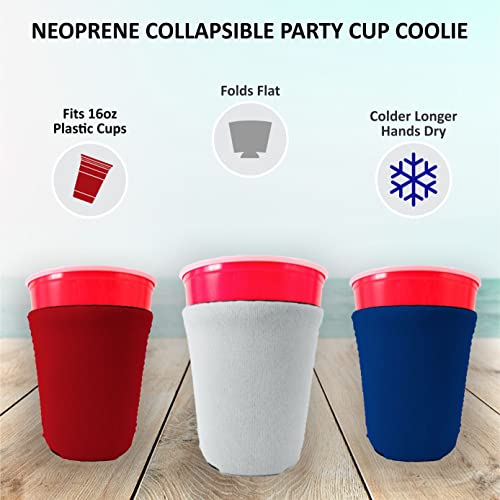 Blank Neoprene Party Cup Coolie (6 Pack, Navy Blue)