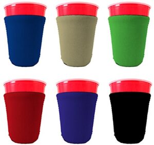 blank neoprene party cup coolies (variety color 6 pack)