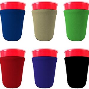 Blank Neoprene Party Cup Coolies (Variety Color 6 Pack)