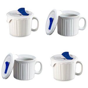 corningware french white pop-ins 20-ounce mug with blue vented plasticcover, white