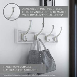 Franklin Brass FBDPRH3-WSE-R, 16" Hook Rail/ Rack, with 3 Double Prong Robe Hooks, in White & Satin Nickel