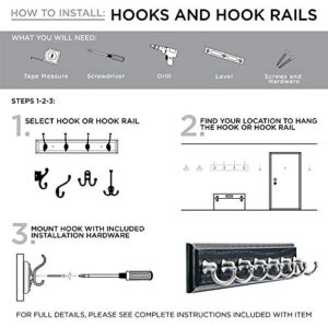 Franklin Brass FBDPRH3-WSE-R, 16" Hook Rail/ Rack, with 3 Double Prong Robe Hooks, in White & Satin Nickel