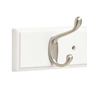 Franklin Brass Heavy Duty Hook Rail Wall Hooks 6 Hooks, 27 Inches, White & Satin Nickel Finish, FBHDCH6-WSE-R