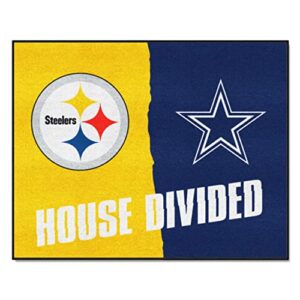 fanmats 19316 nfl steelers / cowboys house divided rug