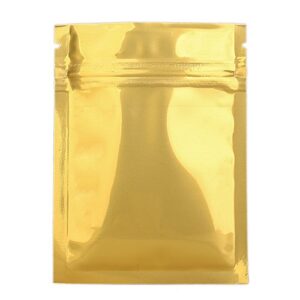 (100/order) shiny gold double-sided foil resealable top lock bags exterior size 7.5x10cm (3x4")