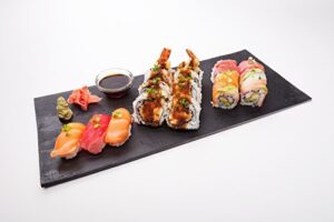 restaurantware 16 inch faux slate sushi plates, 25 large faux slate serving plates
