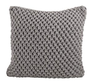 saro lifestyle collecti 1590 sheridan collection cotton knitted design down filled throw pillow, grey, 20" square