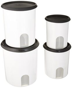 tupperware one touch reminder 4-pc. canister set/black with new designed seals