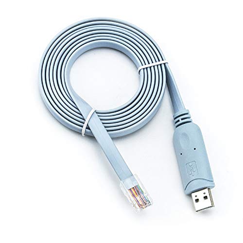 USB Console Cable USB to RJ45 Cable Essential Accesory of Cisco, NETGEAR, Ubiquity, LINKSYS, TP-Link Routers/Switches for Laptops in Windows, Mac, Linux (Blue)