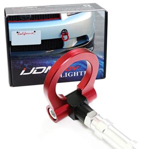 ijdmtoy jdm red track racing style tow hook ring compatible with 2005-2010 scion tc, made of lightweight aluminum