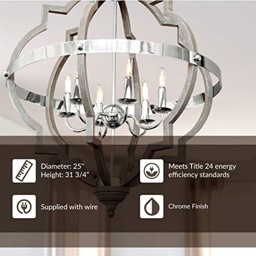 Sea Gull Lighting 5124906-846 Socorro Hall/Foyer Hanging Modern Fixture, Six - Light, White, Black, Silver