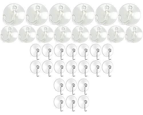 Suction Cup Hooks (34 Pieces) Clear Silicon with Metal and Plastic Hooks by Regent Products Corp