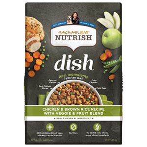 rachael ray nutrish dish premium dry dog food, chicken & brown rice recipe with veggies & fruit, 11.5 pounds