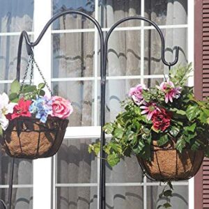 Ashman Metal Hanging Planter Basket with Coco Coir Liner Round Wire Plant Holder Chain Porch Decor Flower Pots Hanger Garden Decoration Indoor Outdoor Watering Hanging Baskets (4)