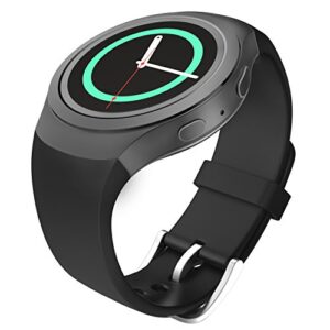 moko watch band compatible with samsung gear s2, soft silicone replacement sport band fit gear s2 (sm-r720 / sm-r730 only) smart watch, not fit s2 classic (sm-r732 & sm-r735), not fit gear fit2, black