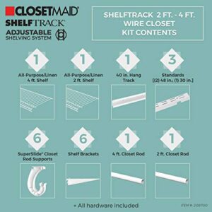ClosetMaid 2087 ShelfTrack 2ft. to 4ft. Adjustable Closet Organizer Kit, White