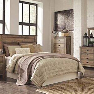 Signature Design by Ashley Trinell Rustic Panel Headboard, Queen, Warm Brown