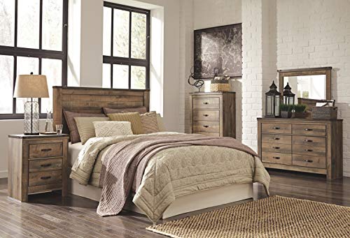 Signature Design by Ashley Trinell Rustic Panel Headboard, Queen, Warm Brown