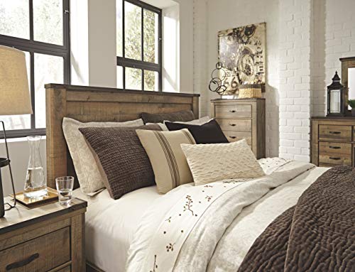 Signature Design by Ashley Trinell Rustic Panel Headboard, Queen, Warm Brown