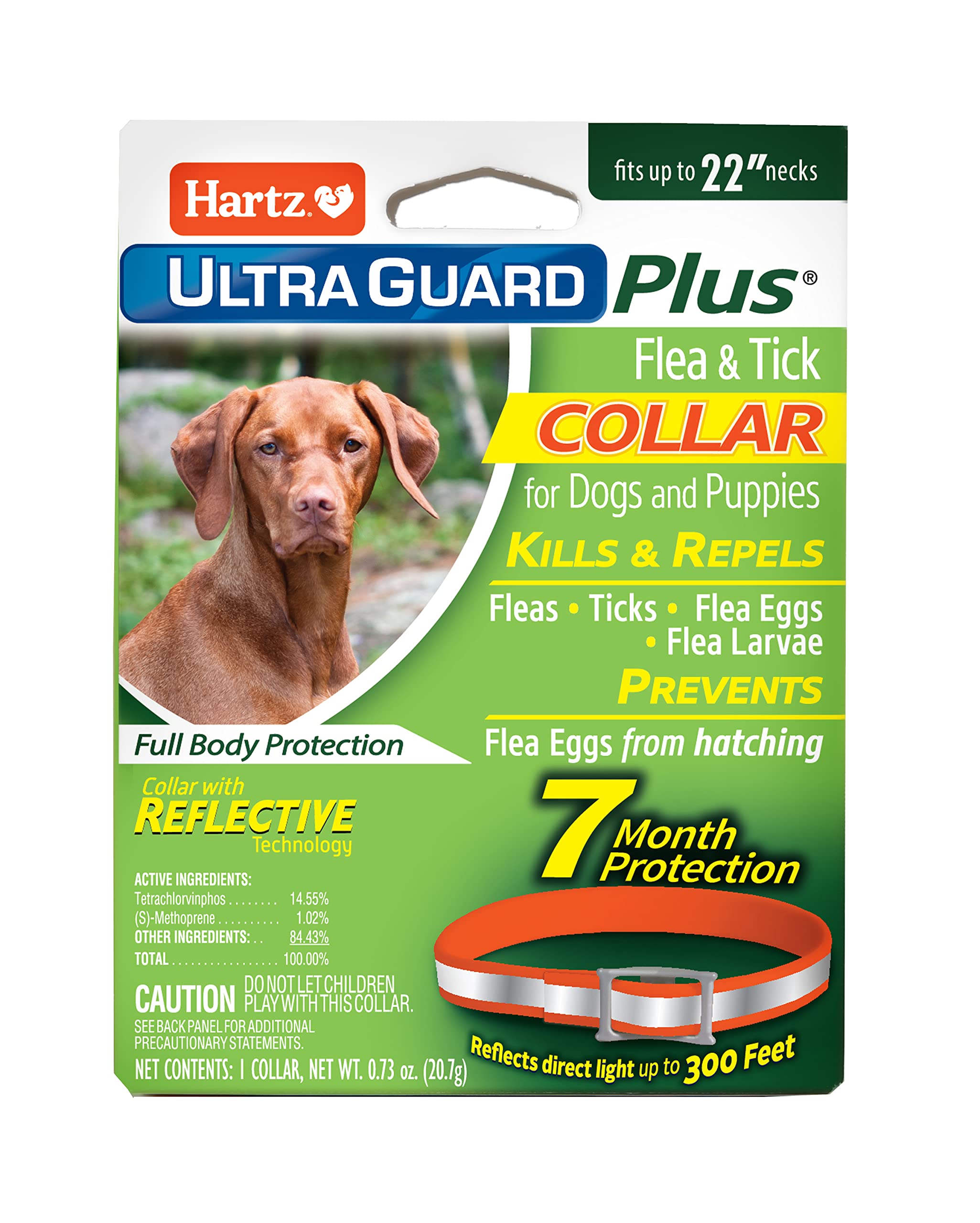 Hartz UltraGuard Plus Reflective Orange Flea & Tick Collar for Dogs and Puppies