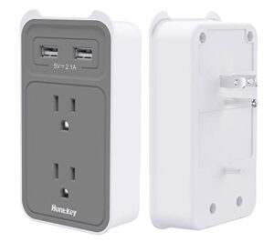 outlet extender with multi plugs, huntkey multi usb plug outlet splitter w. phone cradle & 2 usb a plug charging port （no surge protector)