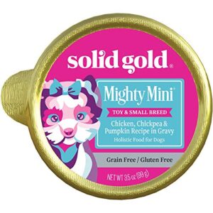 solid gold wet dog food for small dogs - mighty mini grain free wet dog food made with real chicken, chickpeas and pumpkin - for puppies, adult & senior small breeds with sensitive stomachs