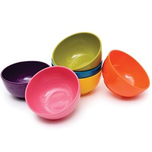 French Bull Melamine Mini Bowls for Snacks, Side Dishes, Dessert, Dipping Sauces or Ice Cream - Colorful Assorted Set of 6-10 ounce - 4" Bowls - Solid Color