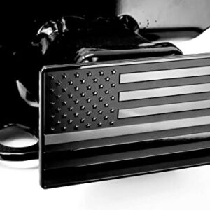 eVerHITCH USA US American Black Flag Stainless Steel Emblem on Metal Trailer Hitch Cover. Fits 2" Receivers, Black & Black