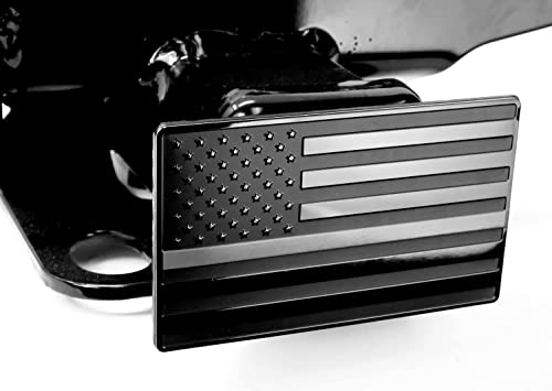 eVerHITCH USA US American Black Flag Stainless Steel Emblem on Metal Trailer Hitch Cover. Fits 2" Receivers, Black & Black