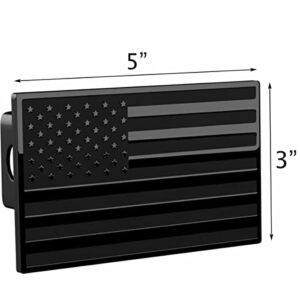 eVerHITCH USA US American Black Flag Stainless Steel Emblem on Metal Trailer Hitch Cover. Fits 2" Receivers, Black & Black