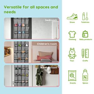 Unjumbly Over the Door Shoe Organizer, 24 Large Pockets, Sturdy 600D Oxford Fabric, Complete with 4 Strong Metal Over Door Hooks - Grey