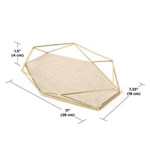 Umbra 299481-221 Prisma Tray, Geometric Plated Jewelry Storage, 11" Length x 7.25" Height x 1.5” Width, Matte Brass