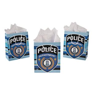 fun express - med police party gift bags for birthday - party supplies - bags - paper gift w & handles - birthday - 12 pieces