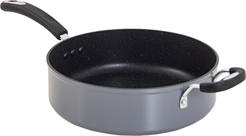 Ozeri All-In- One Stone Saucepan and Cooking Pot 100% APEO, GenX, PFBS, PFOS, PFOA, NMP and NEP-Free German-Made Coating, 5 L (5.3 Quart), Granite Gray