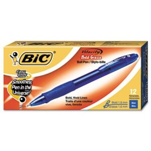 velocity ballpoint retractable pen, blue ink, 1.6mm, bold, dozen, sold as 2 dozen