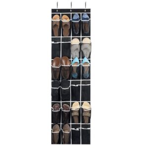 zober over the door shoe organizer - 24 breathable pockets, hanging shoe holder for maximizing shoe storage, accessories, toiletries, laundry items. 64in x 18in