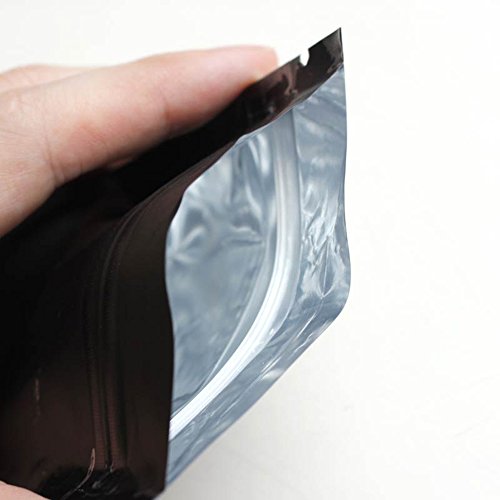 QQ Studio 100 Matte Black Metallic Foil Zip Top Lock Flat Bags Pouches Outer Size 7.5x10cm (3x4)