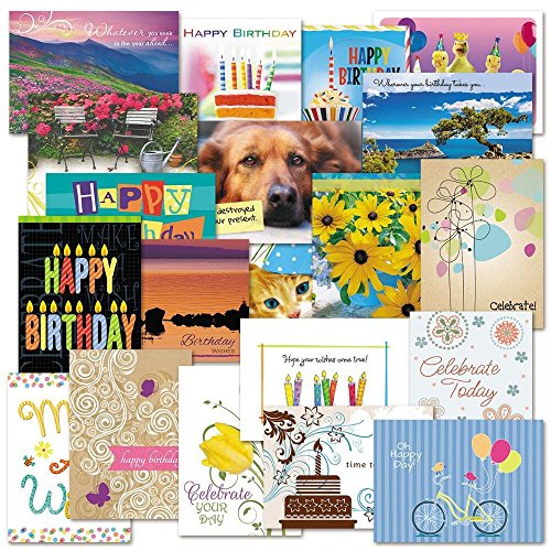 Current Mega Birthday Greeting Cards Value Pack – Set of 40 (20 Designs), Large 5 x 7 inches, Envelopes Included