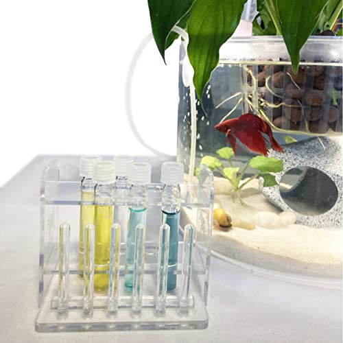 Aquarium Test Tube Holder, Hand-Made Rack, with 6 Holes and 6 Drying Poles, customised for use with Aquarium Test Tubes Including API Test Tubes, by Tililly Concepts