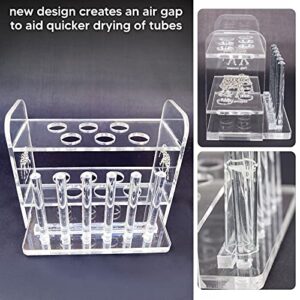 Aquarium Test Tube Holder, Hand-Made Rack, with 6 Holes and 6 Drying Poles, customised for use with Aquarium Test Tubes Including API Test Tubes, by Tililly Concepts