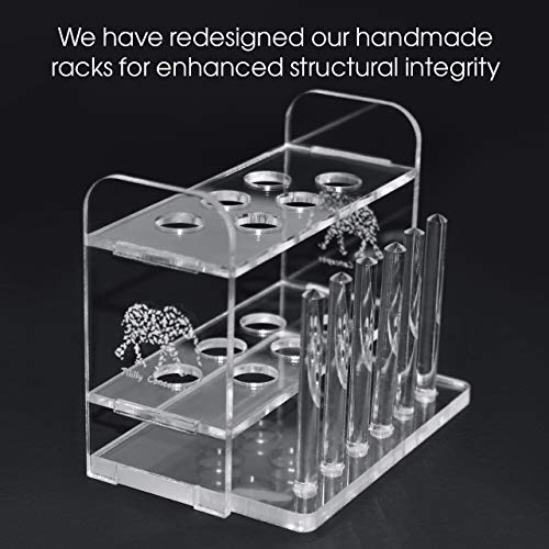 Aquarium Test Tube Holder, Hand-Made Rack, with 6 Holes and 6 Drying Poles, customised for use with Aquarium Test Tubes Including API Test Tubes, by Tililly Concepts