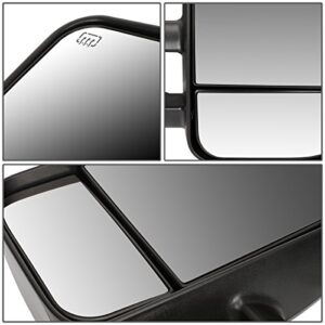 Driver and Passenger Sdie Rear View Towing Mirrors - Manual Telescoping | Power Adjustment | Heated Glass - Compatible with Chevy Silverado GMC Sierra GMT900 07-14, Textured Black