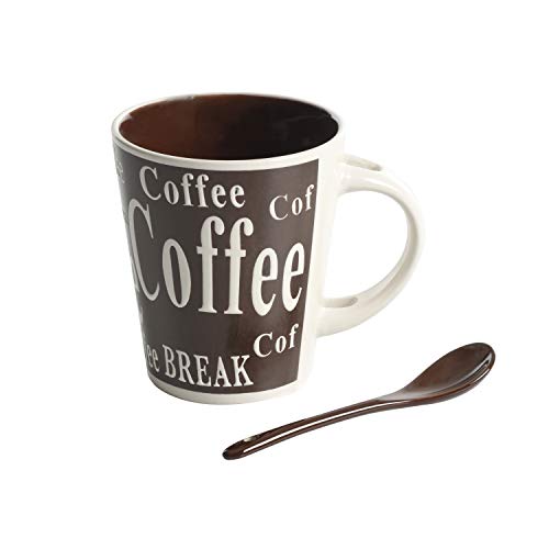 Mr. Coffee Bareggio Mug and Spoon Set, Café Americano, 8-Piece Mug and Spoon Set (14oz)
