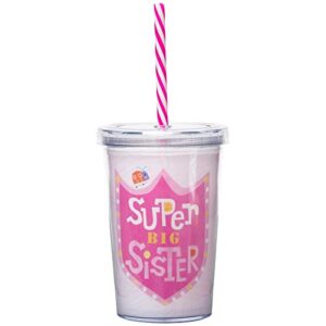 c.r. gibson super big sister pink insulated small acrylic tumbler for girls, 10 fl. oz., pink