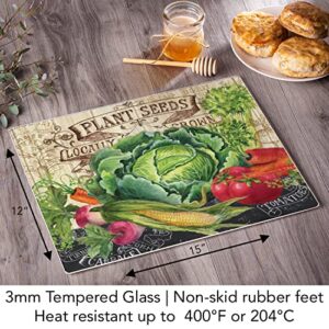 CounterArt Our Farm 3mm Heat Tolerant Tempered Glass Cutting Board 15” x 12” Manufactured in the USA Dishwasher Safe