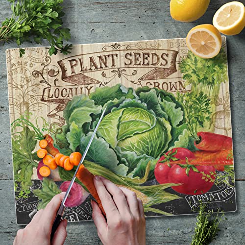 CounterArt Our Farm 3mm Heat Tolerant Tempered Glass Cutting Board 15” x 12” Manufactured in the USA Dishwasher Safe