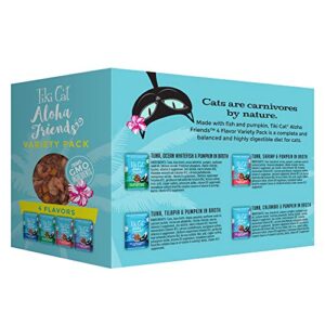 Tiki Cat Aloha Friends Variety Pack, Seafood Flavors with Pumpkin, Wet, High-Protein & High-Moisture Cat Food, For All Life Stages, 3 oz. Pouch (Case of 12)